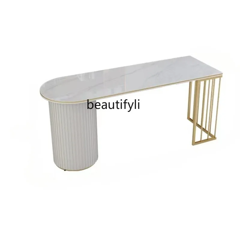 

Italian Light Luxury Stone Plate Beauty Salon Consultation Table Medical Clinic Reception and Consultation Table Boss Desk