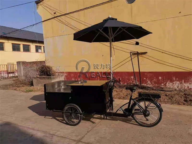 Stainless Steel Dining Trolley Small Popsicle Cart Reverse Riding Three-wheel Electric Food Truck