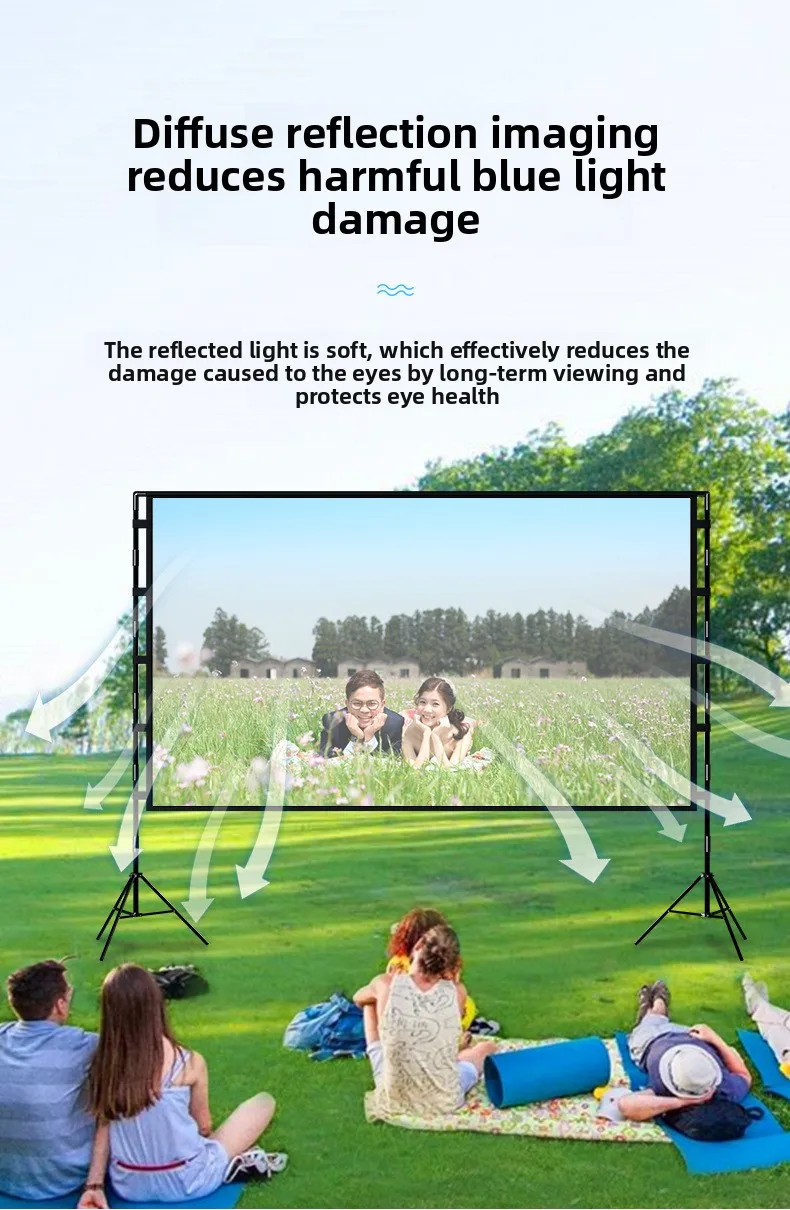 Outdoor Projector Double Bracket Projection Curtain 120 Inch 16:9 Fast Fold Mobile Portable HD Milk Silk Movie Projector Screens