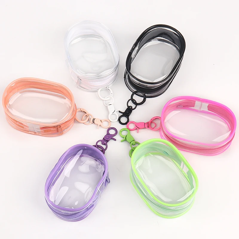 Mini bolsa de cosméticos transparente em pvc, bolsa transparente com zíper para pincéis de maquiagem, batom, porta-moedas, organizador de armazenamento para viagem