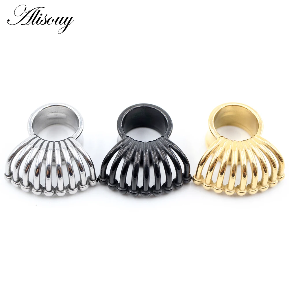 Alisouy 1PC Stainless Steel Casting Solder Flake Ear Flesh Tunnel Plug Expander Stretchers Gauges Earrings Piercing Body Jewelry