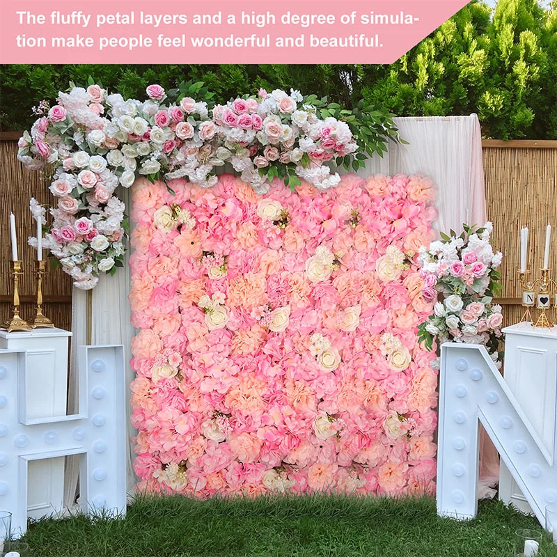 

High Quality Fake Silk Rose Flower Wall Decor Backdrop Home Wedding Shopping Mall Event Decoration 3D Floral Artificial Flowers