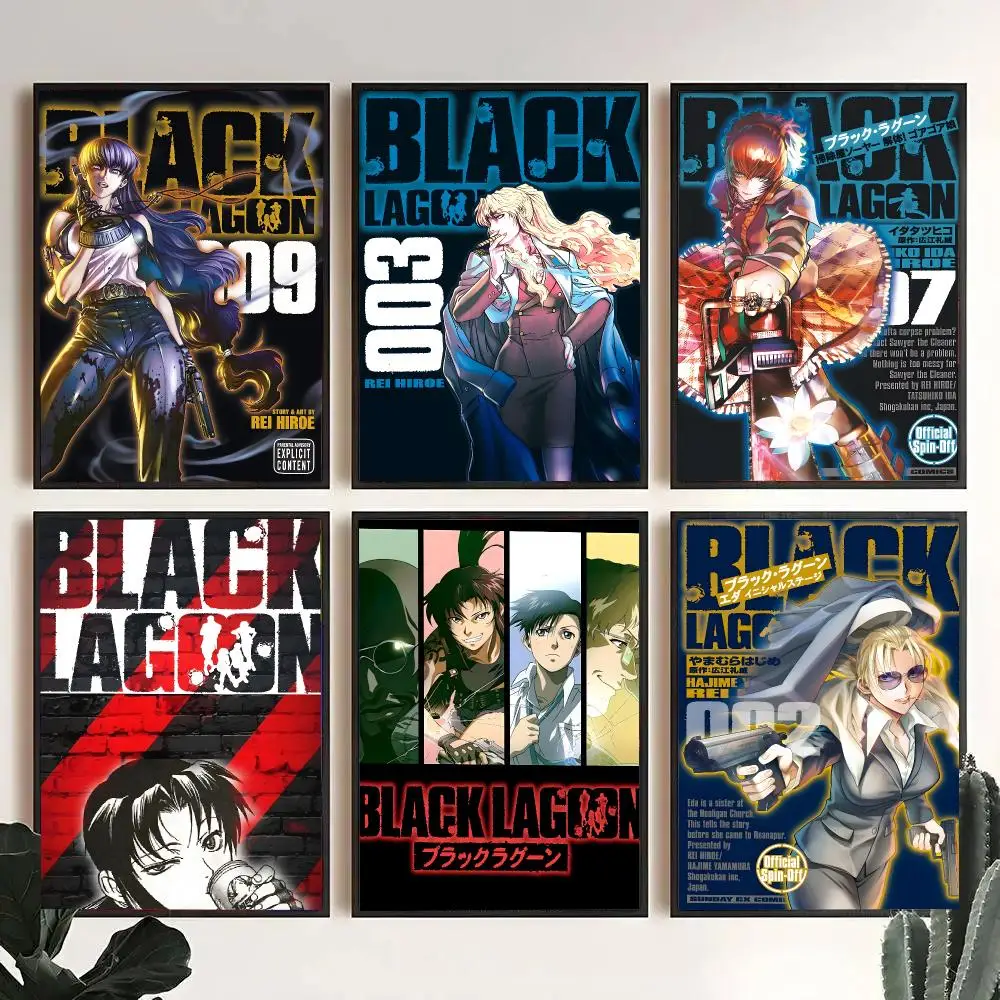 Manga B-Black Lagoon Poster Decorative Wall Art Stickers Mural For Home Living Room Hallway Decor Gift