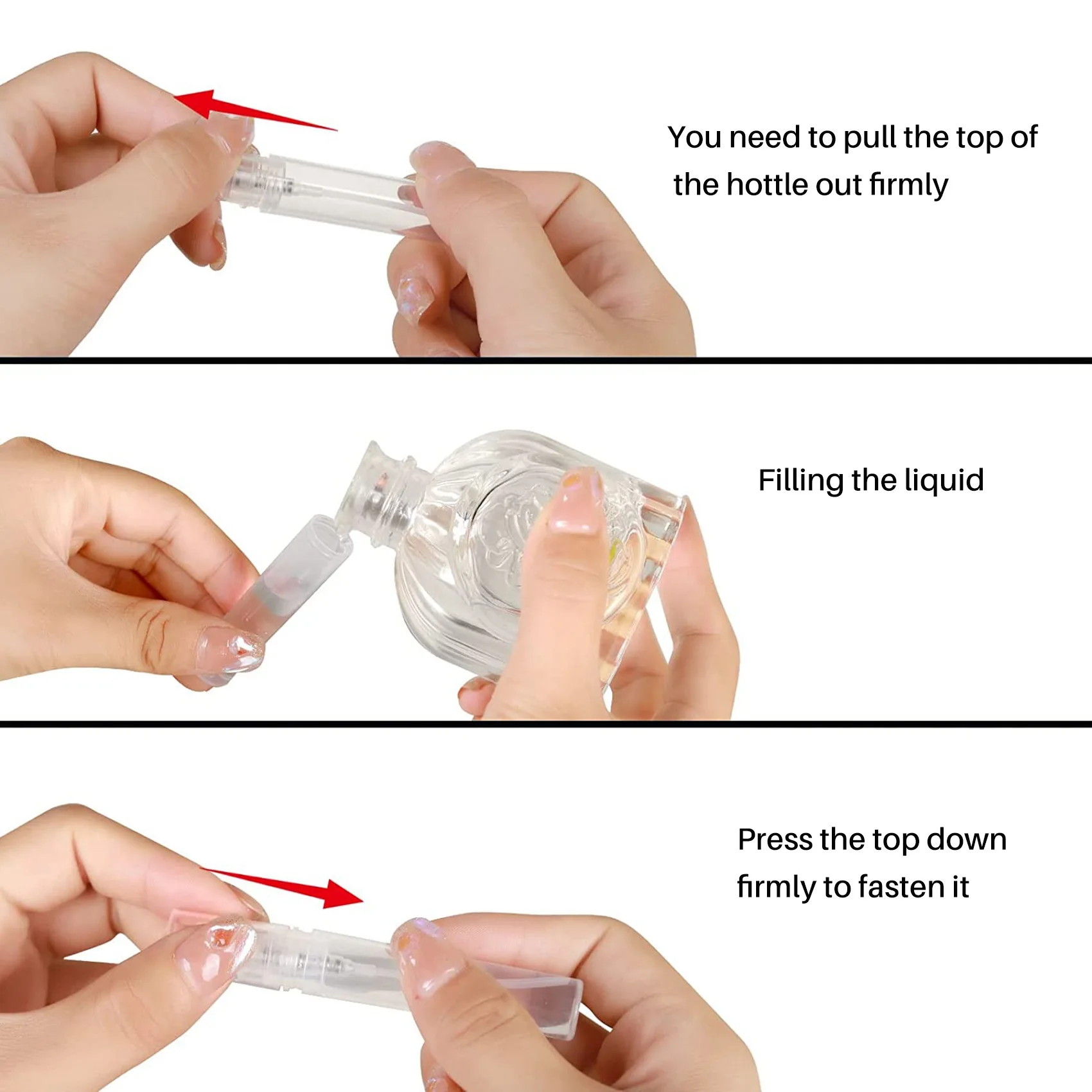 زجاجة عينة فارغة شفافة ، بخاخ بخاخ بلاستيكي ، عطر للاستعمال مرة واحدة ، مناسب لحفلات السفر ، 2 من من من من 100 إلى 30