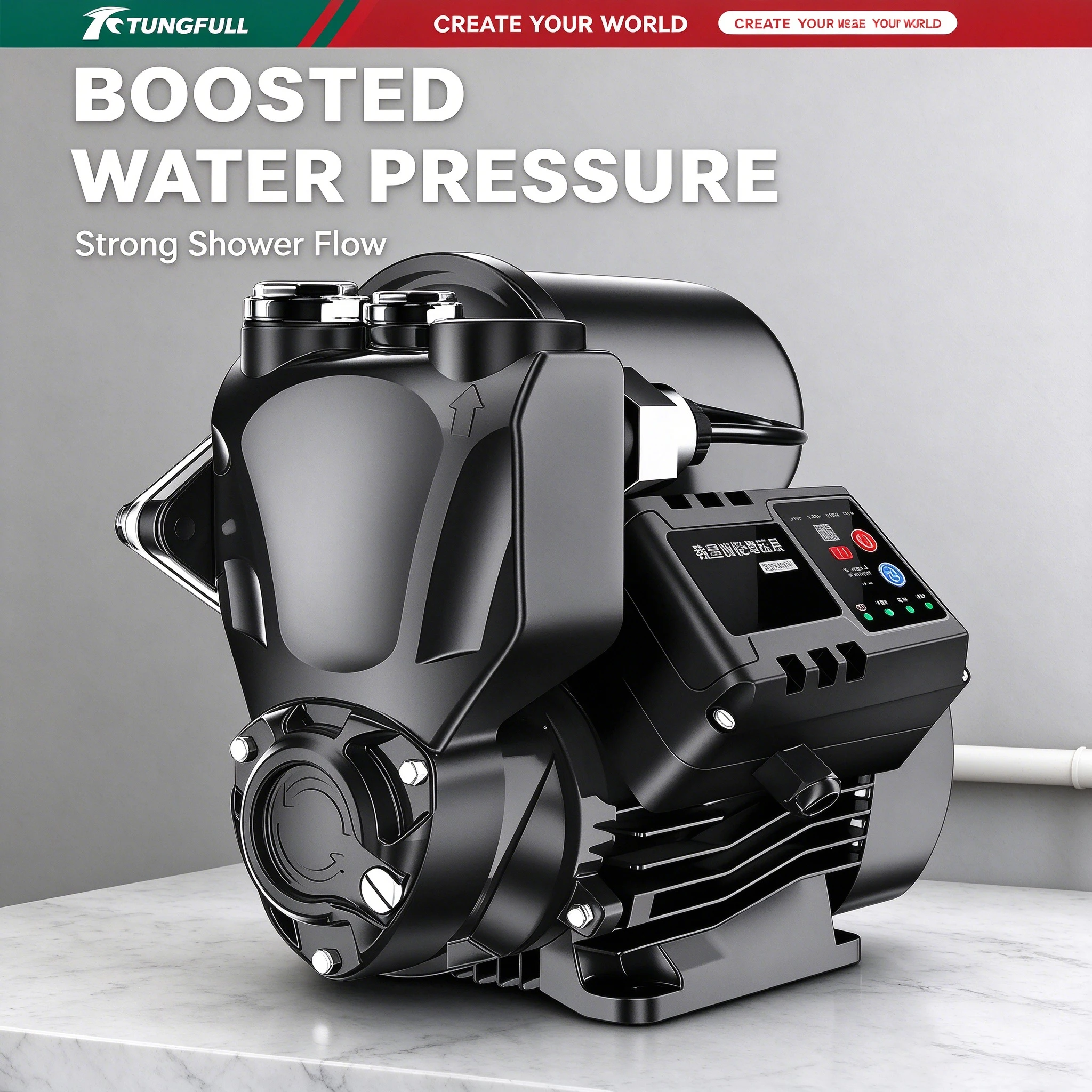 TUNGFULL Booster Pump 220V Smart Inverter Constant Pressure Self Priming Water Pump for Home Tap Water Heater Shower