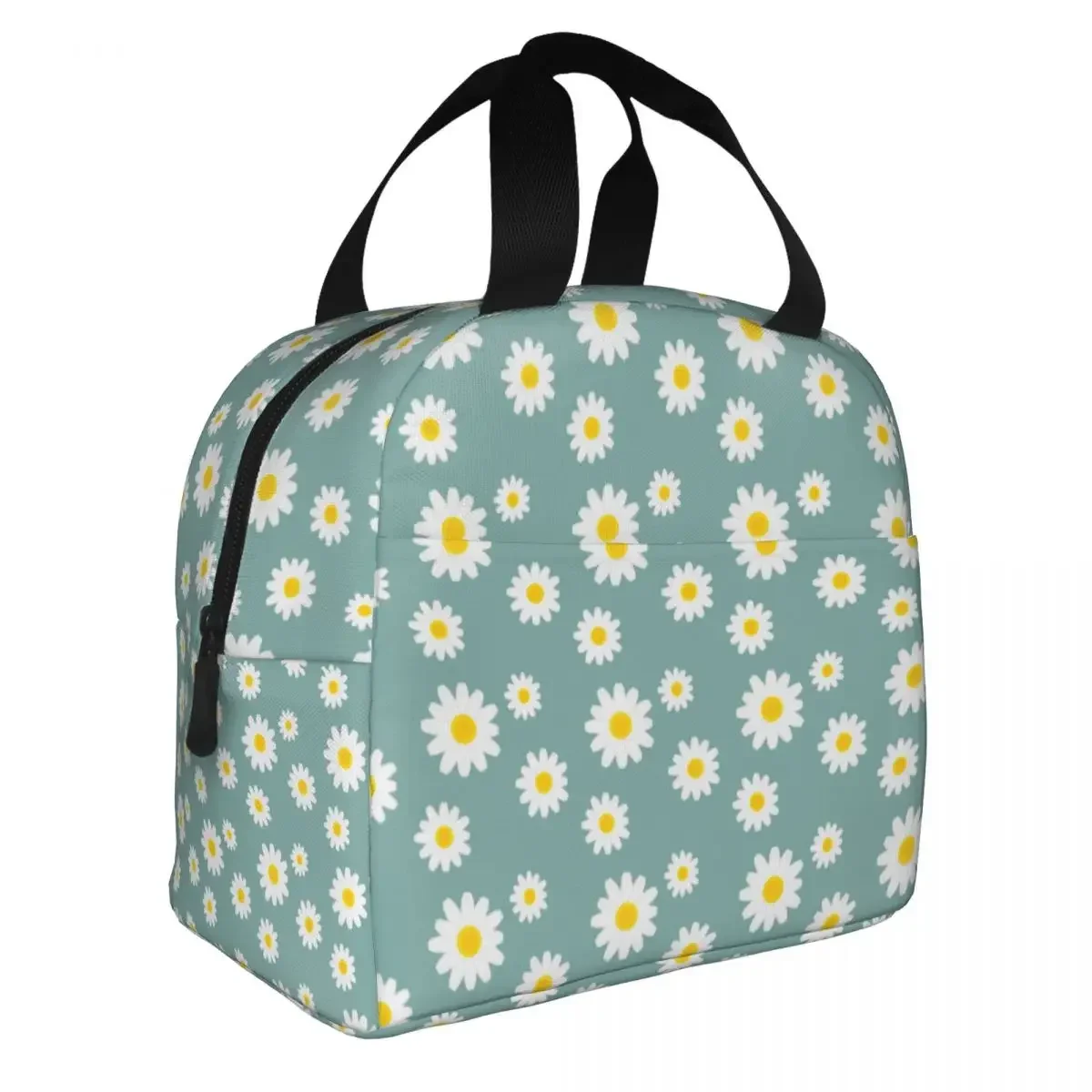 Daisy Flower Lunch Bag Waterproof Insulated Oxford Cooler Bags Thermal Travel Lunch Box for Women Children