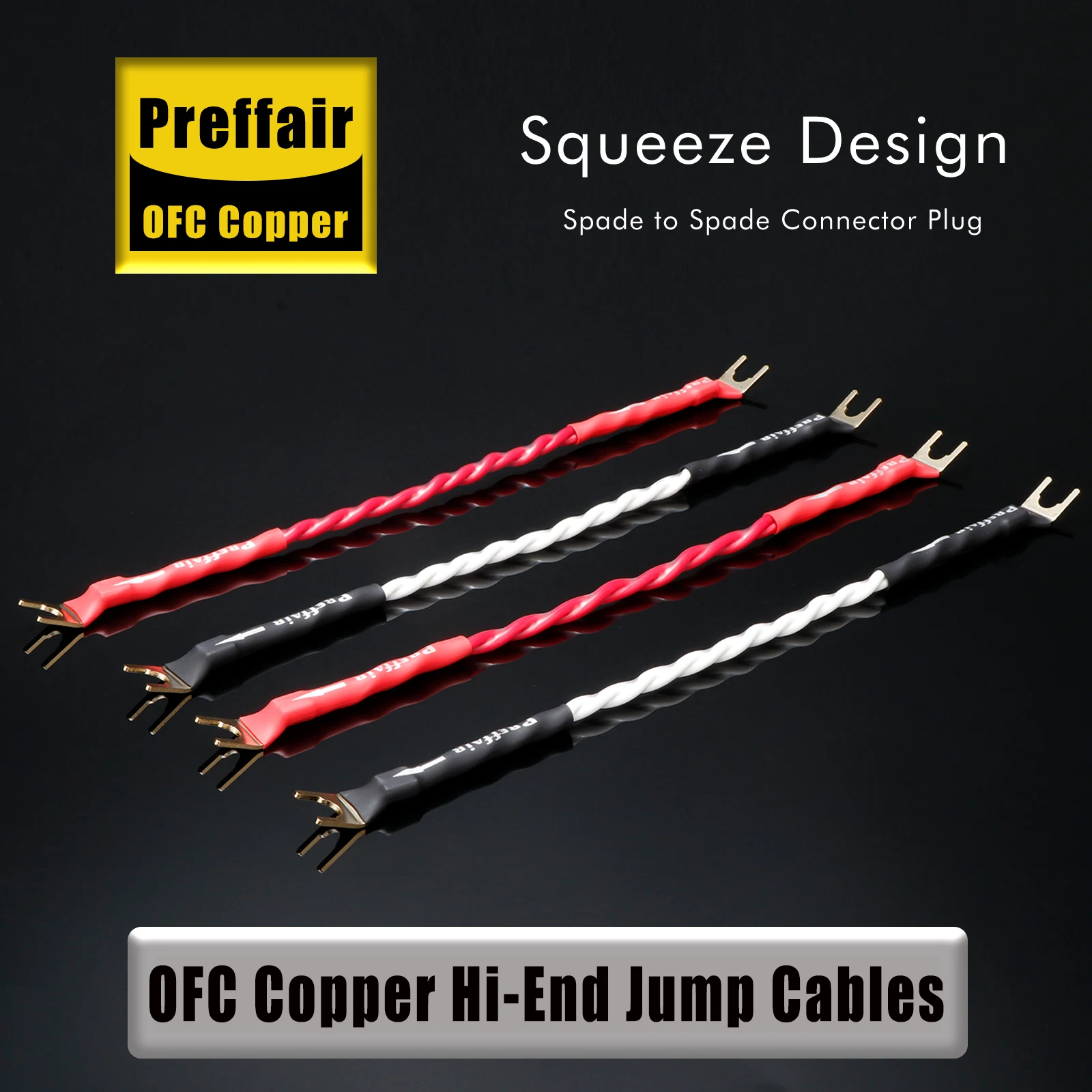 

4pcs Preffair Canare 2S11F Speaker Jumper Audio Cable Banana to Spade(Y) Terminals Hi-End Speaker Bridge Wire