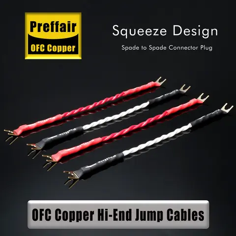 4pcs Speaker Jumper Bridge Audio Cable Banana Spade(Y) Terminals Hi-End Speaker Bridge Wire 2S11F