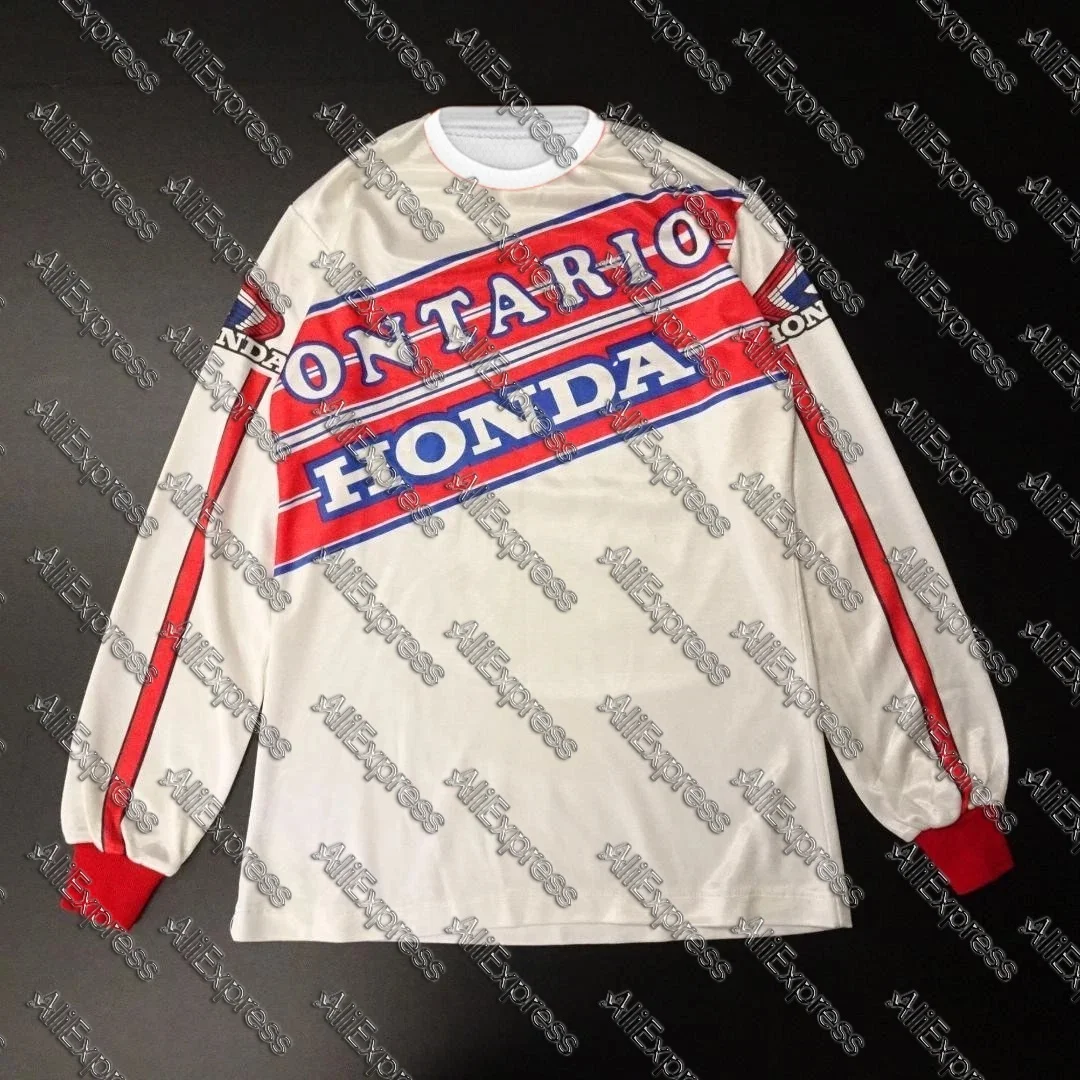 

90S Baja Usa Long Sleeve T-Shirt Honda Racing Ringer Motocross Jersey for Men And Women Motorcycle Racing Enthusiasts Uniform