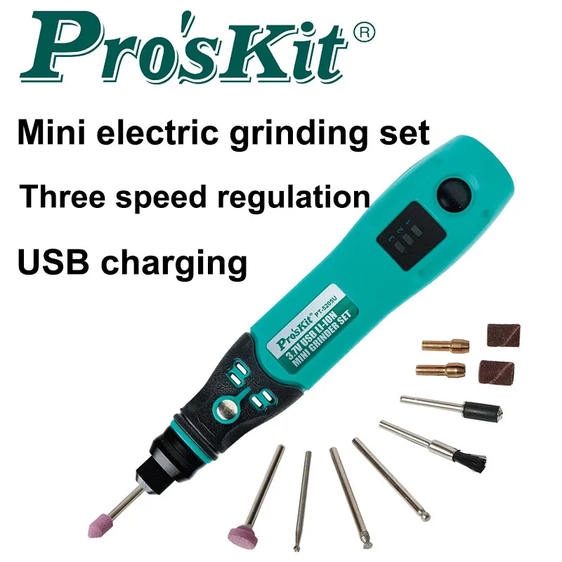

Pro'sKit USB Charging Electric Grinder Set Mini Electric Drill Screwdriver Engraver For Grinding Milling Polishing PT-5205U