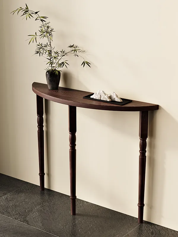 French-style solid wood console table, simple semi-circular design, suitable for living room, entryway, hallway, and as a