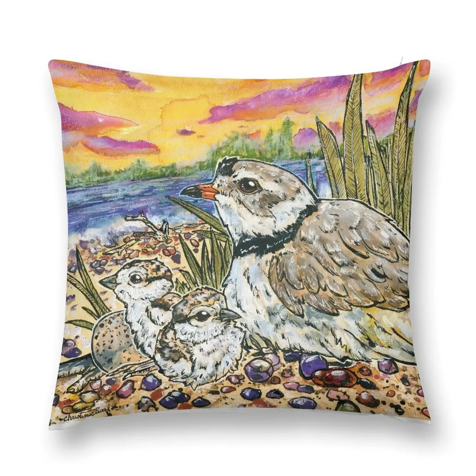 

Piping Plovers and Chicks Throw Pillow autumn pillowcase Pillow Covers Decorative Christmas Pillowcase pillow