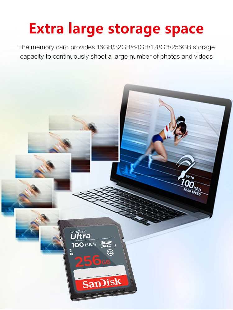 

SanDisk Ultra SDHC SDXC Memory Card 16GB 32GB 64GB 128GB 256GB Up to 100Mb/s SD Card for Camera