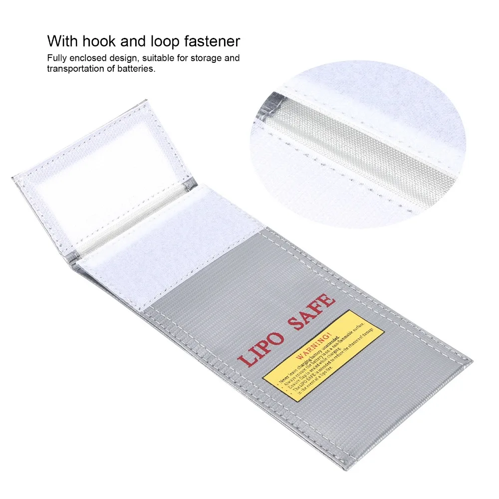 Reusable 10*20CM Lithium Battery Bag PVC/Cotton/Glass Fiber Silver RC Battery Pouch Battery Safety Bag Battery Protection