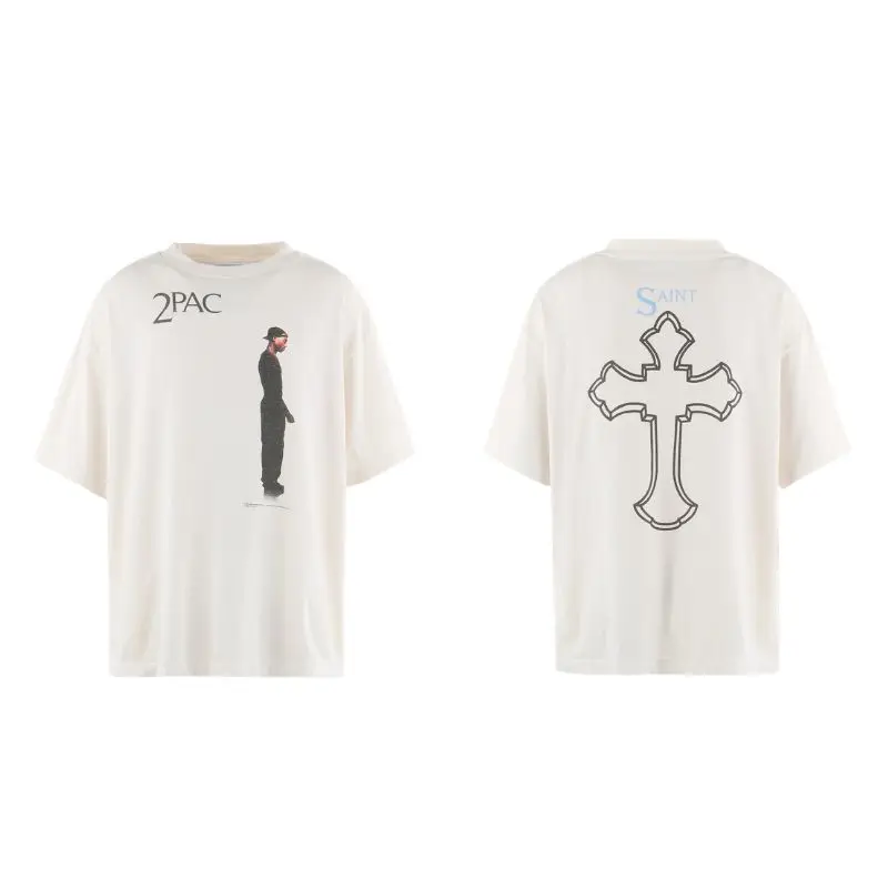 T-shirt de couple à manches courtes et col rond, imprimé et patchwork, pour homme - Ropa Hombre