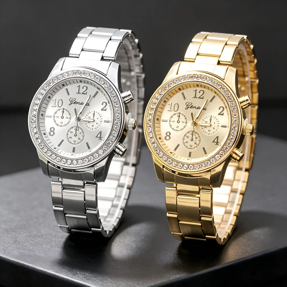 Fashion Rhinestone Women Watches Luxury Gold Steel Band Ladies Quartz Watch Bracelets Wristwatch Reloj Mujer