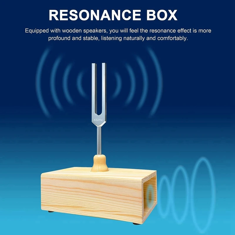 3X 432 Hz Tuning Fork With Resonance Box,For Sound Healing,Tuning Fork Resonance Teaching, Hearing Tests, Meditation