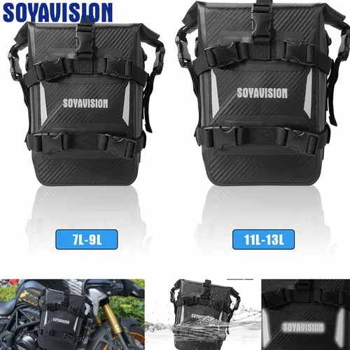 Imagen 2 del producto Bolsa seca reflectante para motocicleta, bolsas para barra parachoques de parachoques, 7L-9L/11L-13L, barra Sissy para asiento trasero, estante para sillín, paquete de bolsa de herramientas lateral