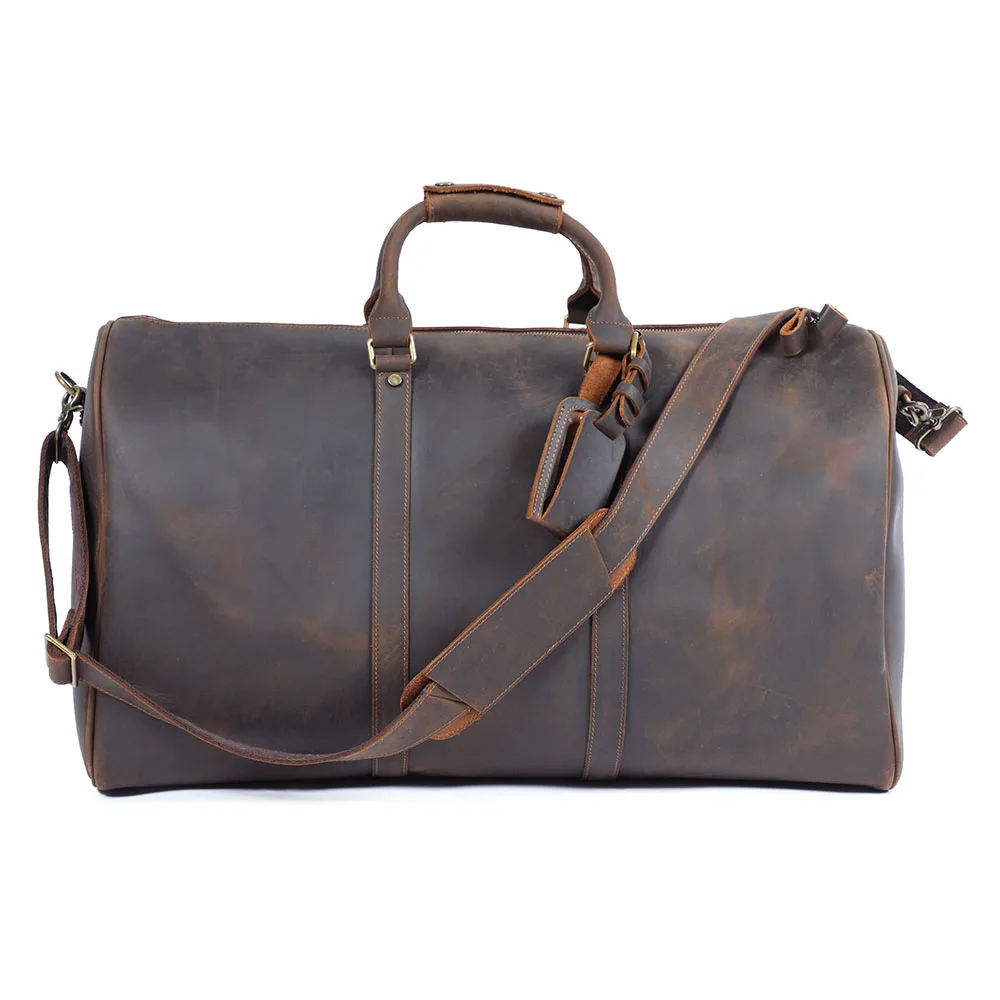 S.WORKER Vintage Vollnarbenleder-Reisetasche Große Kapazität Weekender-Reisetasche für Männer Sporttasche – Detail 7