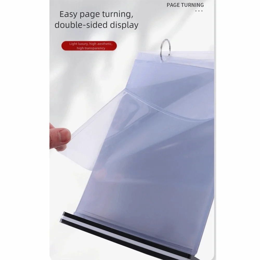 Clear PVC Menu Display Stand A4/A5 Waterproof Tabletop Loose-leaf Rack Sturdy Base Horizontal/Vertical Poster Holder