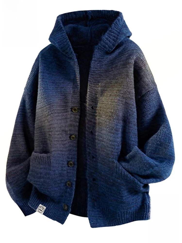 

Мужской кардиган Paul Frank с капюшоном, повседневный, свободный, вязаный, из смесовой ткани (полиэстер, нейлон, шерсть), теплый, осенний, модный