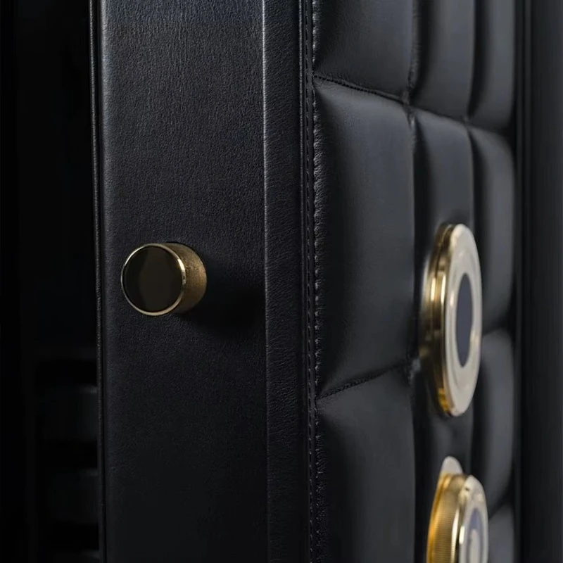 Genuine Leather Water-proof Fireproof Watch Winder Jewelry Storage Safe Double Safe Box Fingerprint Combination Lock