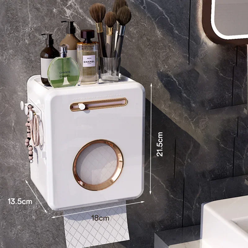 Wall mounted tissue holder multifunctional bathroom storage box drawer roll paper holder storage box paper towel holder