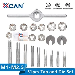 XCAN Tap Die Set M1-M2.5 Metric Thread Tap and Die Screw Tap Die Wrench Threading Tools Hand Tools 31pcs