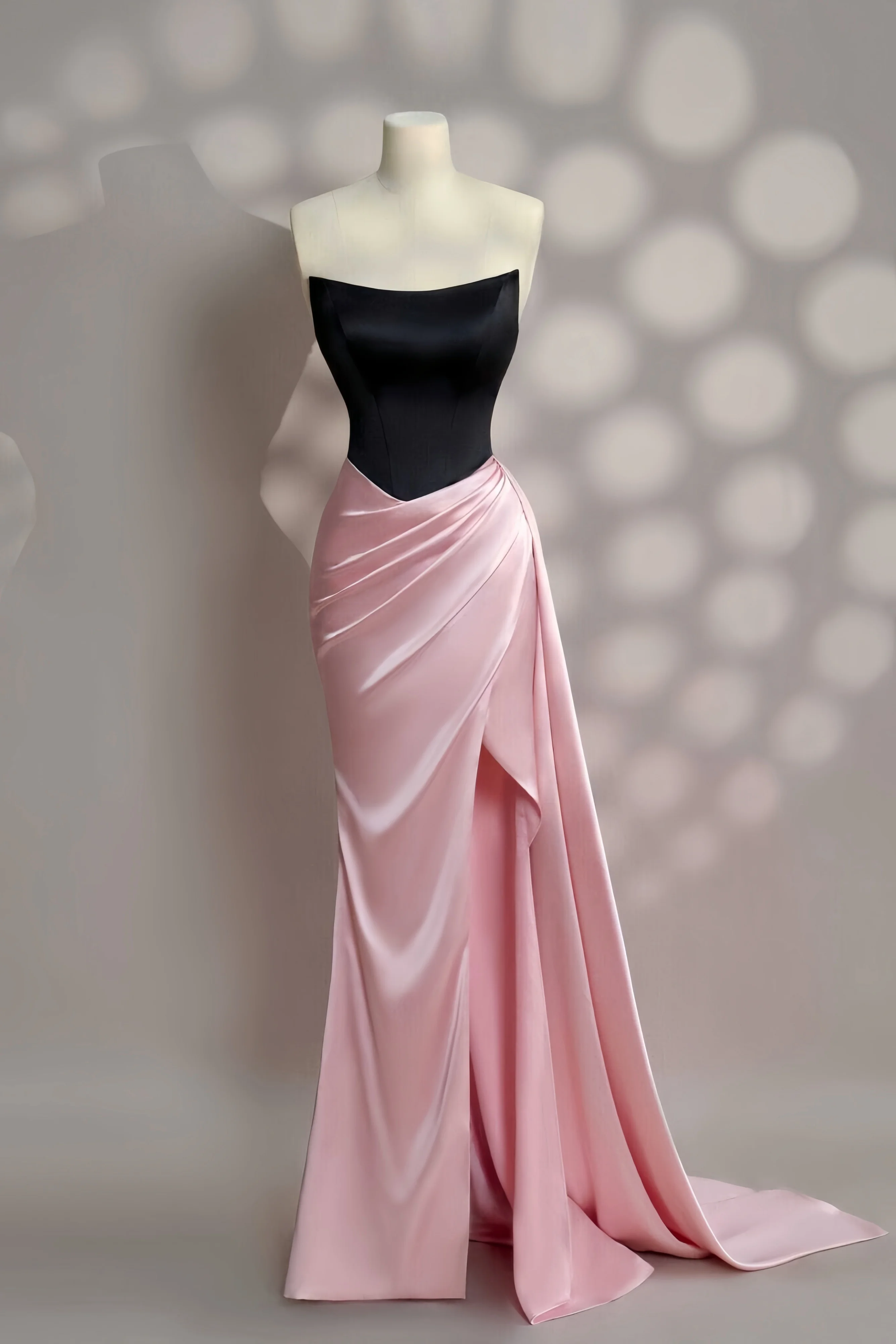 

Gorgeous Strapless Pink Evening Dress Boat Neckline Sleeveless Side Slit Pleated Mermaid Backless Special Occasion Prom Gown