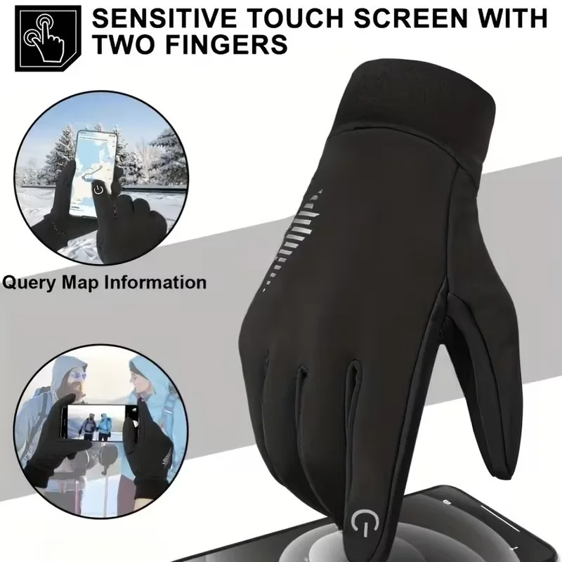 

Men Winter Gloves Thick Fleece Lined Windproof Waterproof TouchscreenCycling Driving Outdoor NonSlip Sports Handwear Accessories