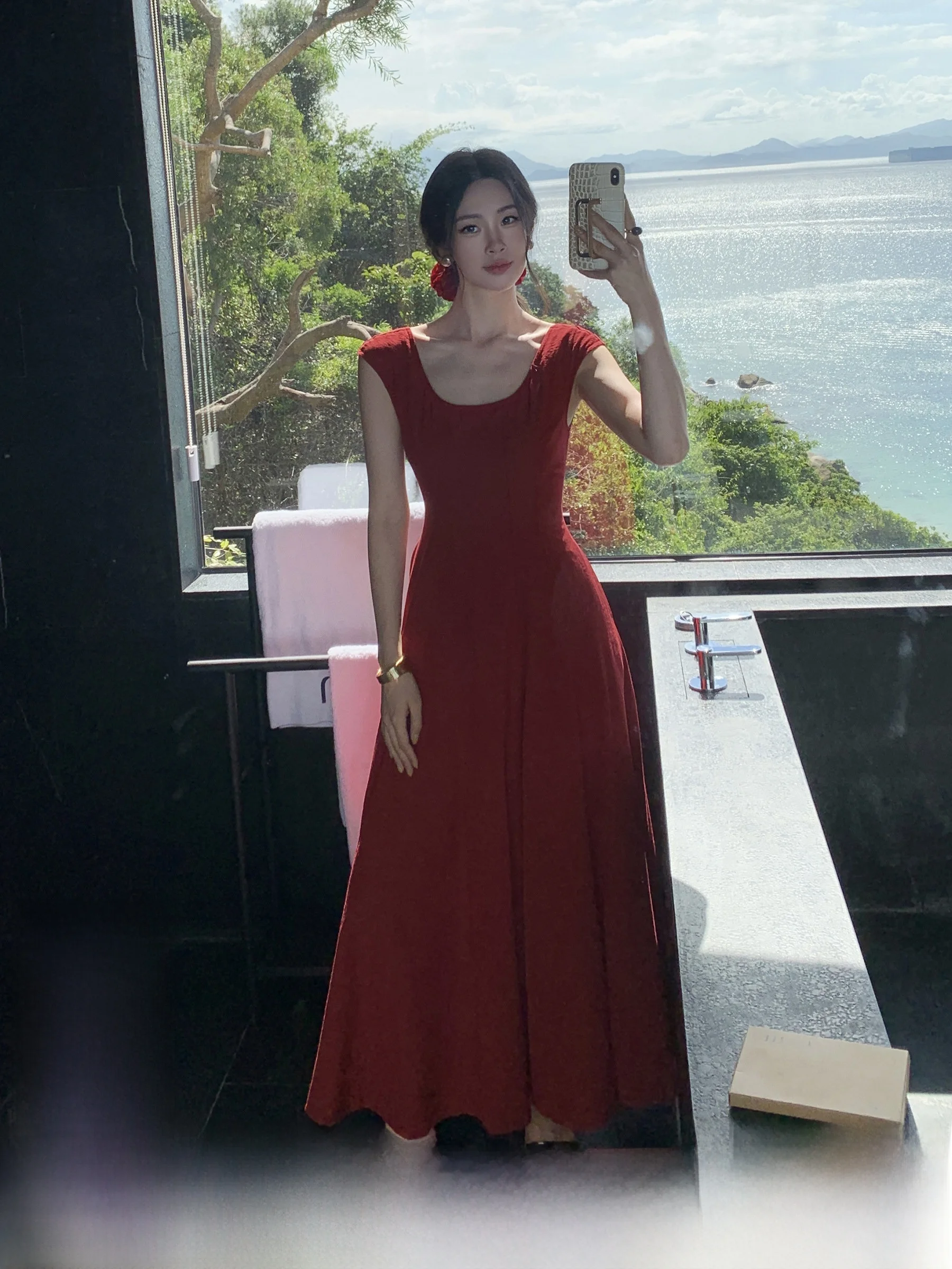 

Оригинальная женская длинная юбка SYT с круглым вырезом, летняя новинка, макси-юбка с U-образным вырезом, А-силуэт, удобная, из смесового хлопка