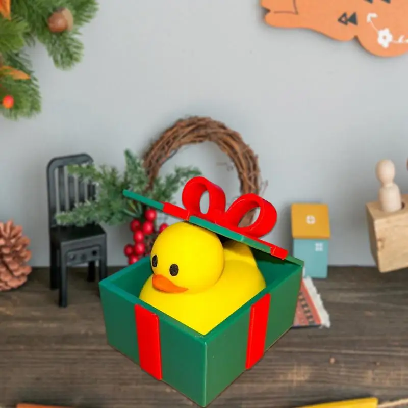 Duck Statue Holiday Duck In Box Decoration 3D Printed Christmas Duck Desktop Animal Decoration Figurine For Holiday