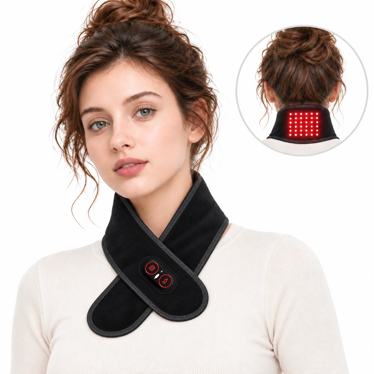 Heated Neck Wrap Neck Heating Pad Rechargeable Neck Massager Red Light 3 Heat Levels 3 Massage Modes Wearable Neck Warmer Gift
