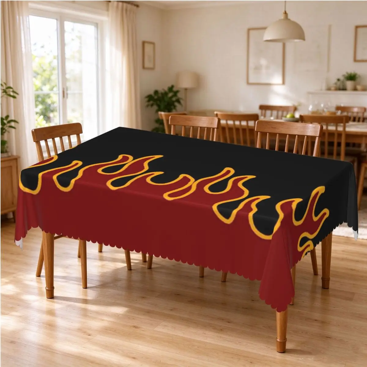 Big Fire Flames Burning Flame Tablecloth Restaurant Kitchen Rectangular Tablecloth Party Tablecloth Outdoor Dining Table Cover