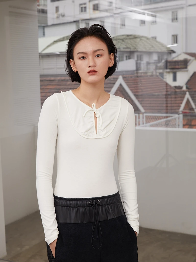 

Женский комбинезон-боди Thiened Ort Fce с завязками, утягивающий живот, с длинными рукавами, разрезом, из модала и нейлона