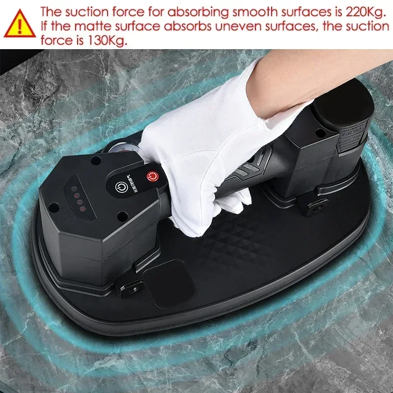 220Kg Load Electric Vacuum Suction Cup Lifter with Pressure Gauge Heavy-Duty Hand-Held Glass Lifter for Moving Granite Tile