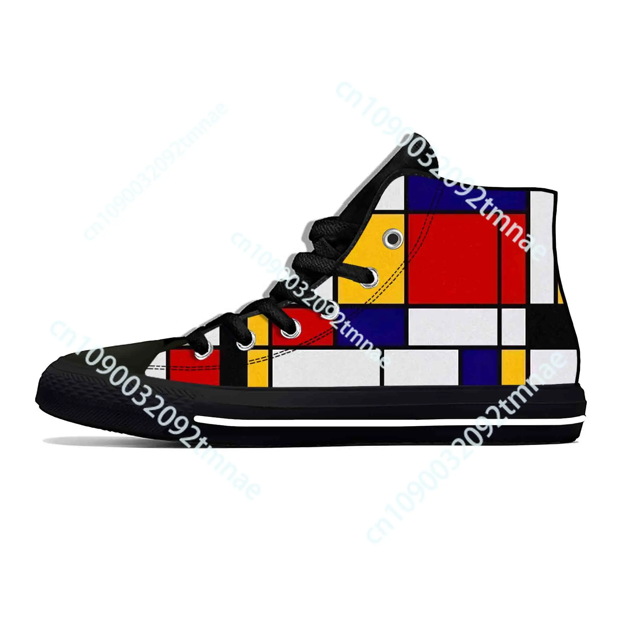 

Piet Mondrian Abstract Geometric Pattern Painting Casual Cloth Shoes High Top Comfortable Breathable Custom Men Women Sneakers