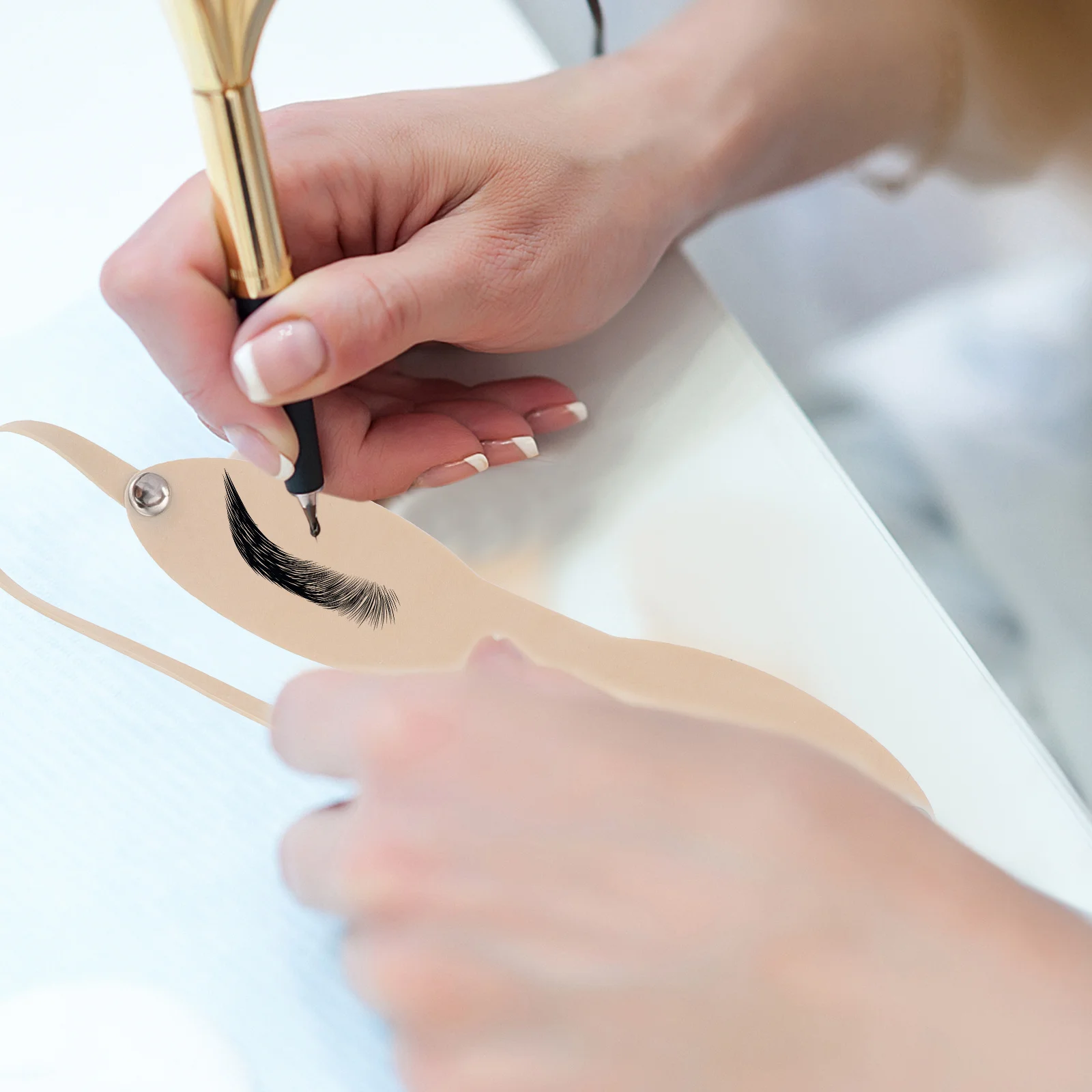 

10 шт., повязка на голову для практики бровей, искусственная кожа, легкий многоразовый тренировочный инструмент для начинающих, комплект для практики рисования бровей