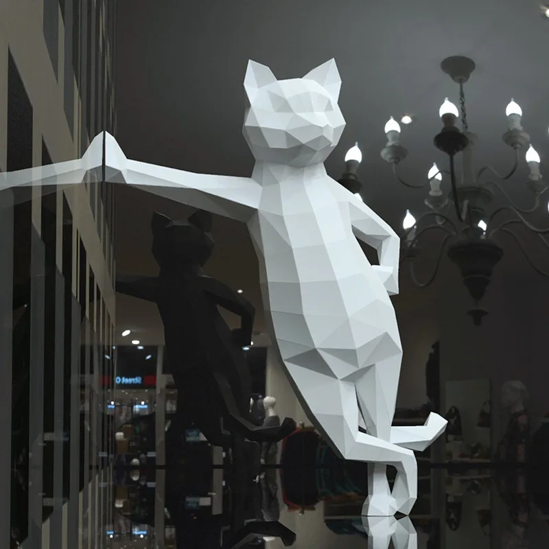 

3D Standing Cat Paper Craft Handmade Origami DIY Three-dimensional Animal Desktop Decoration Animals Figurines Home Decorations