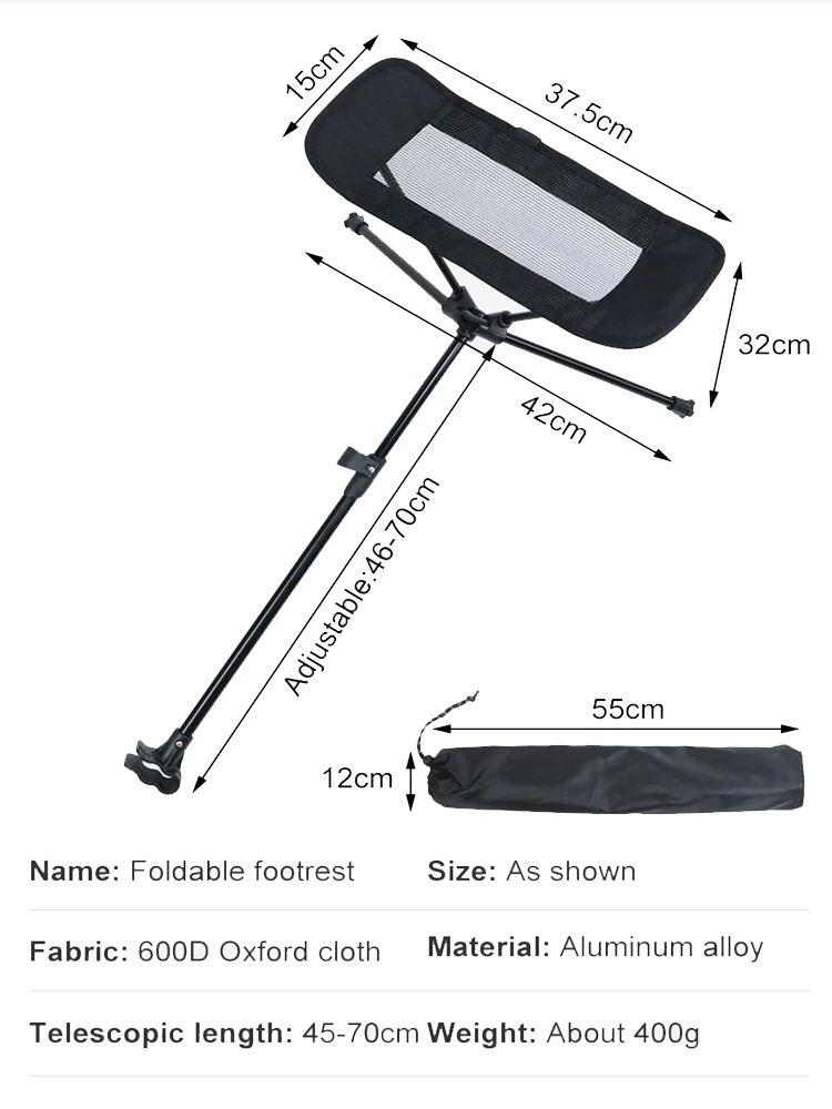 Reposapiés portátil para acampar, silla plegable telescópica para exteriores, taburete plegable para barbacoa, playa, pesca, viaje, reclinable