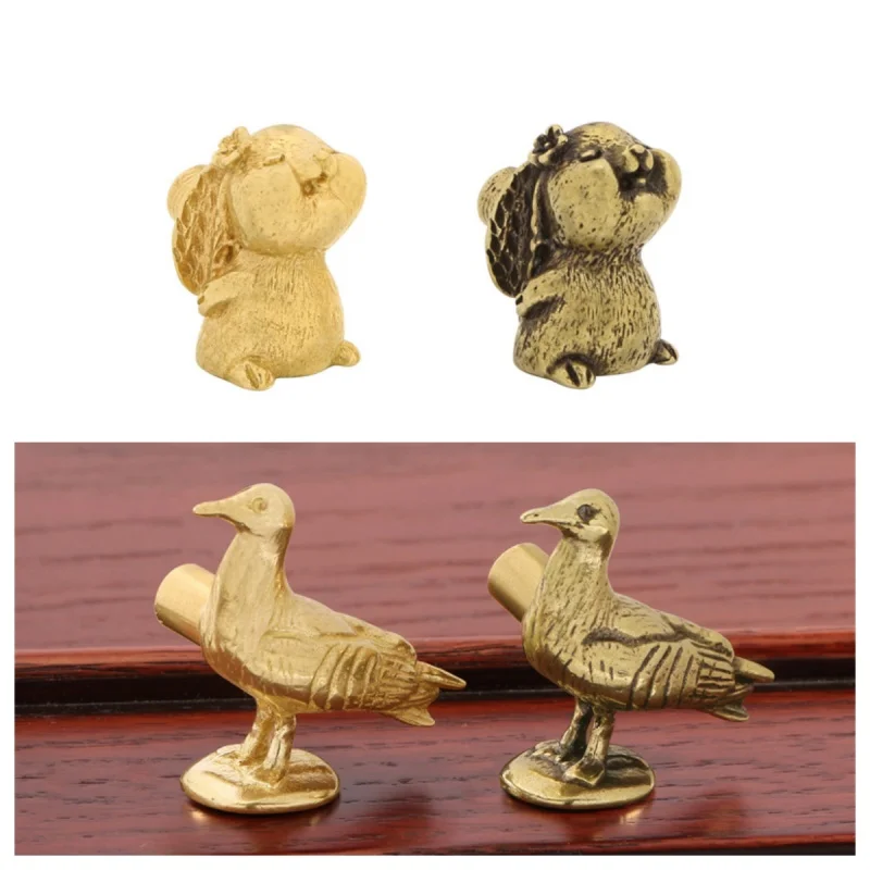 American Animals Pull Handles Brass Pigeon Cabinet Door Wardrobe Cupbaord Handles Single Hole Drawer Knob Furniture Pulls Decor