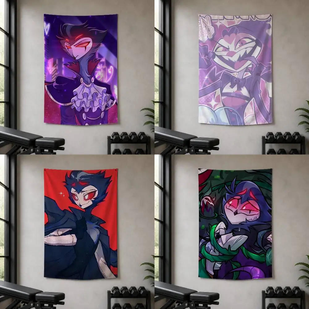 Cartoon Anime H-Helluva Boss Stolas  Decorative Hanging Flag with Grommets for Garage Bedroom Dorm Wall Decor