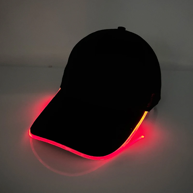Glowing Baseball Cap NightClub Masquerade Riding Light Up Supplies Hip-hop Black Hat Led Sports Glowing Fibre Baseball Hats