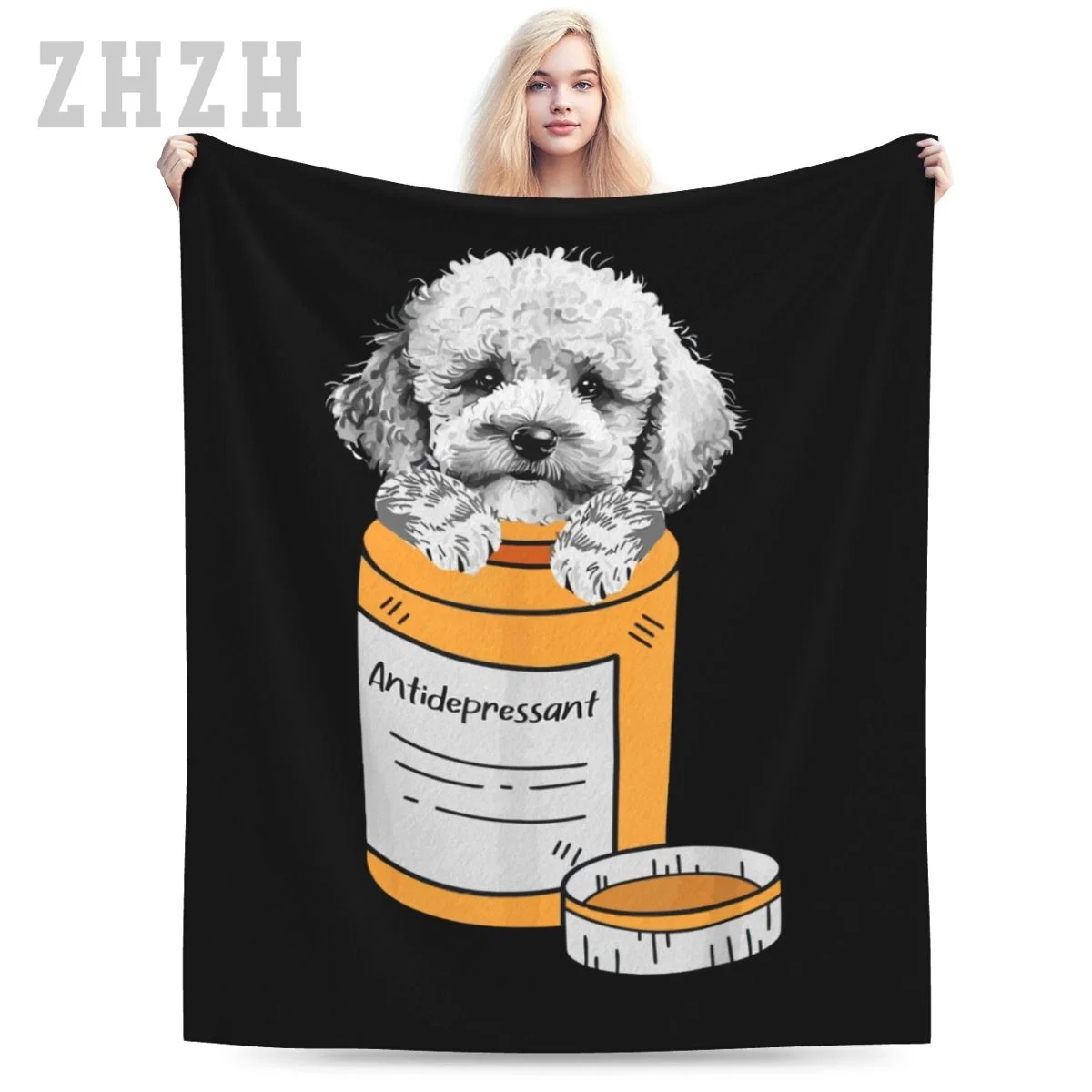 Blanket Antidepressant - Poodle Owner Puppy Animal Lover Teacup Dog Flannel Multifunction Outdoor Camping Sofa Cover Keep Warm