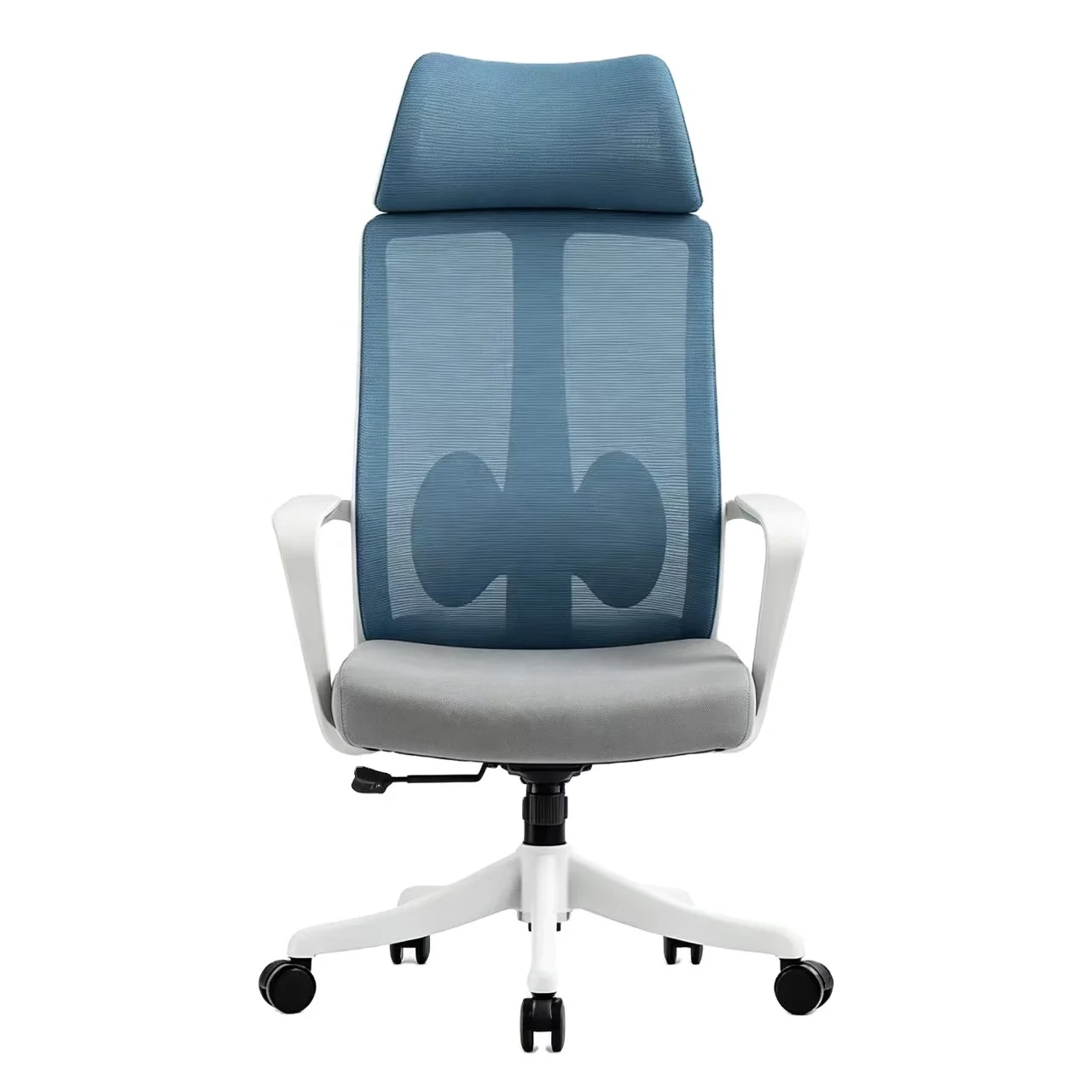 Ergonomic Office Chair White PP Frame High Back Breathable Mesh Butterfly Lumbar Support Silent Caster
