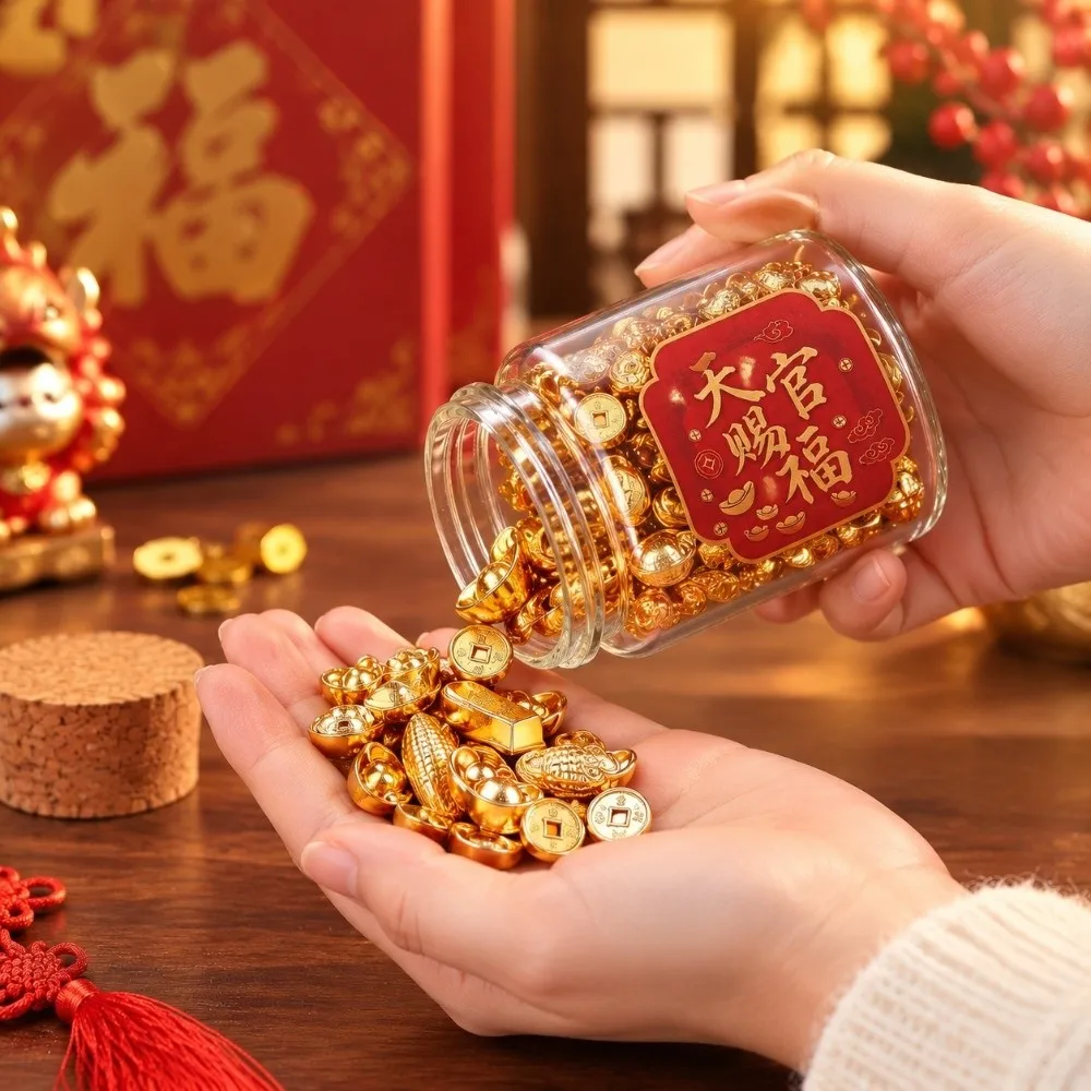 Golden Beans Wishing Bottle Transparent Glass Refined Look Glass Drift Bottle Shiny Golden Beans Delicate Mini Glass Bottle