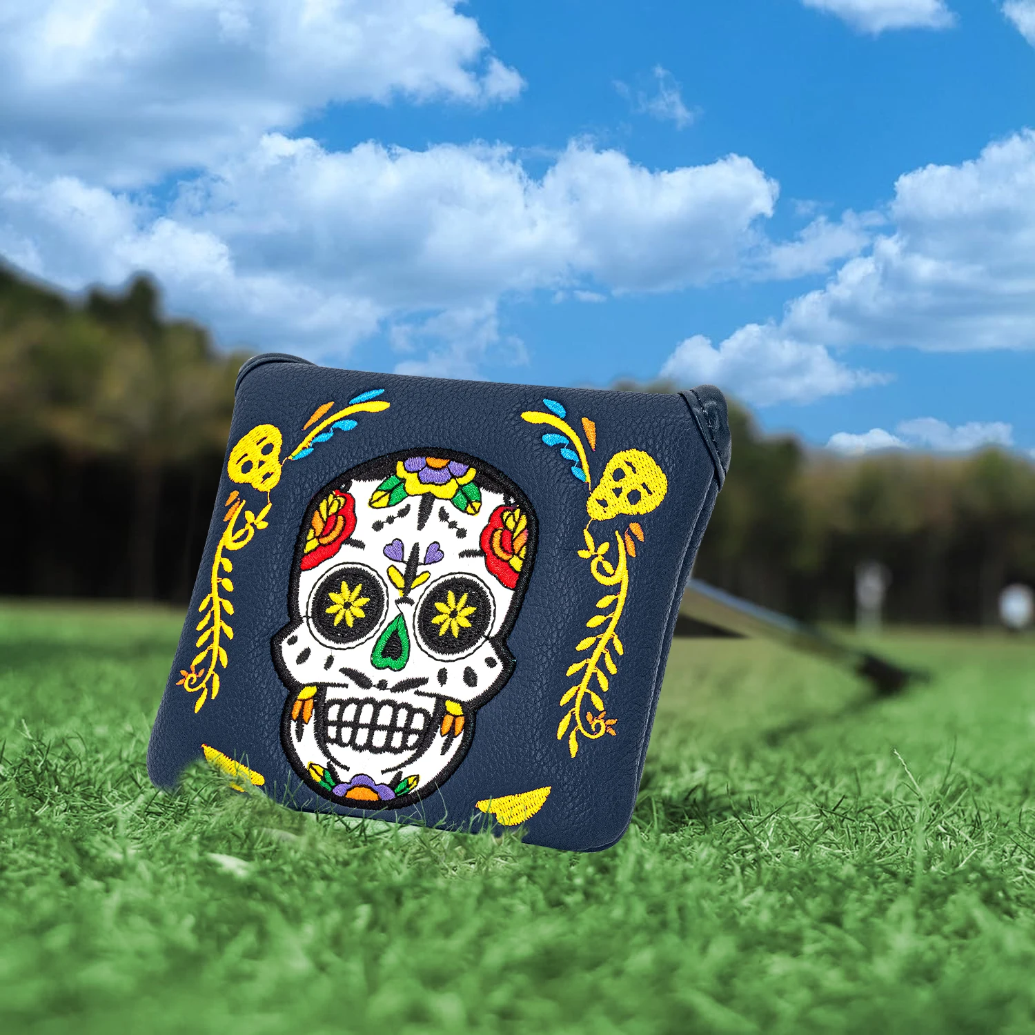 Facial Skeleton Design Golf Club Cover, Golf Putter Cover, Skeleton Design, Fashionable and Durable, Available in Red and Blue image 2
