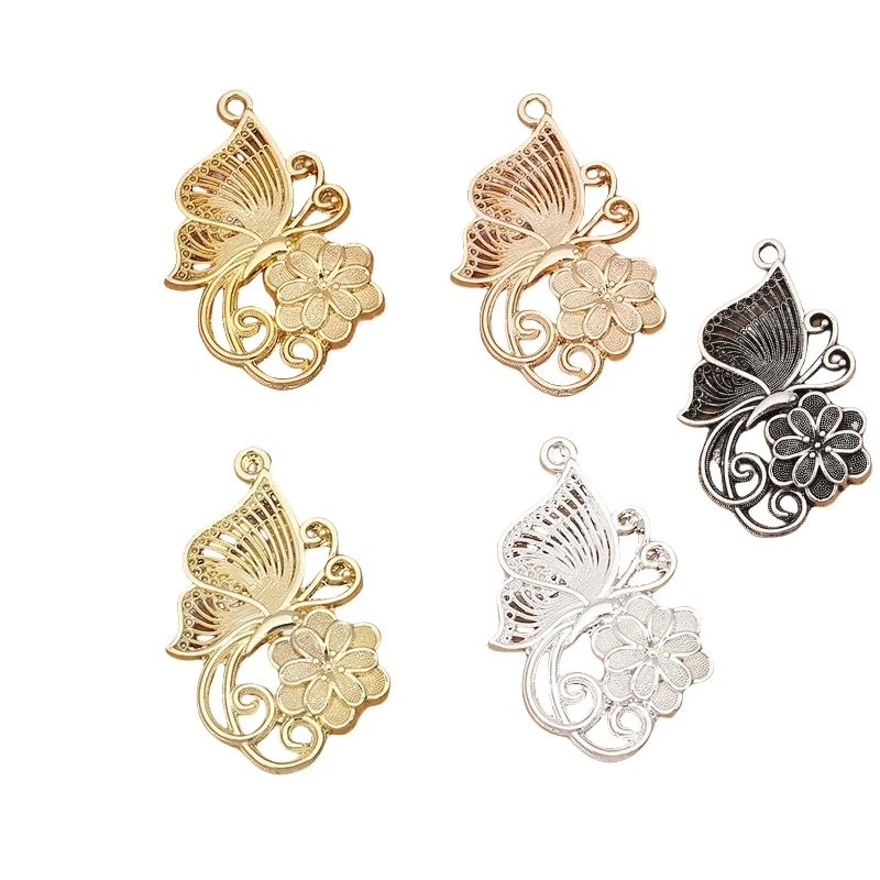 BoYuTe Alloy Butterfly and Flower Pendant Charms Handmade Material Diy Jewelry Accessories Factory Wholesale