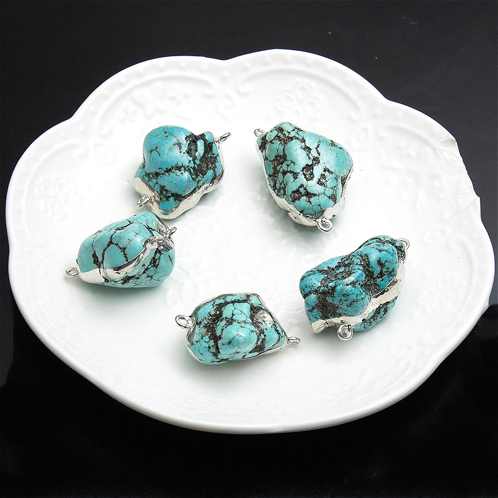 40x50 мм 1 шт. модный высококачественный бирюзовый камень нерегулярный разъем подвески для женщин/мужчин DIY ожерелье браслет аксессуары подарок