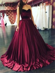 Sweetheart Burgundy Velvet Prom Dresses Quinceanera Ball Gown Formal Dresses Floor Length Satin Party Gowns